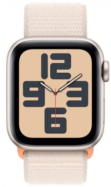 Apple Watch SE (2023) GPS 40mm bílé / sportovní provlékací řemínek hvězdně bílý