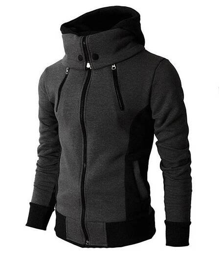 Zip Pánské Bundy Podzim Zima Ležérní Fleece Kabáty Bomber Bunda Šála Límec Móda S kapucí Pánské Outwear Slim Fit Mikina