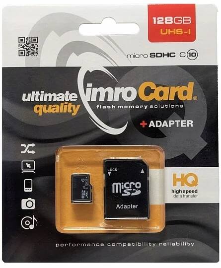 Paměťová karta IMRO microSD 128 GB 100 MB/s HIGHSPEED s adaptérem