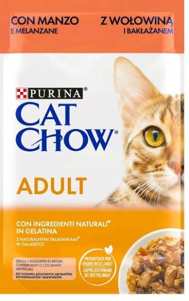 Karma dla kotów Purina Cat Chow z wołowiną a bakłażanem w galaretce 85 g Značka Cat Chow