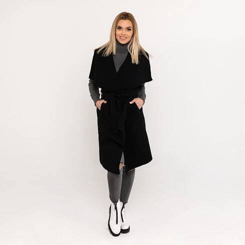 Jamie Collection černá kabátová vesta se stuhou - jamiecollection.cz