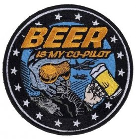 Nášivka kulatá vyšívaná na suchý zip Beer is my Co-pilot - Pivo je můj druhý pilot - ARMY-SURPLUS