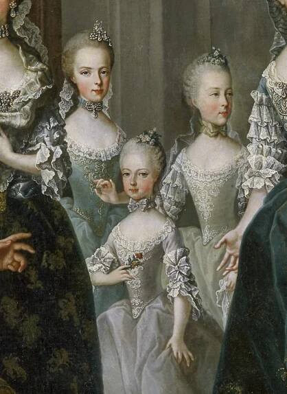 an old painting of three women in dresses
