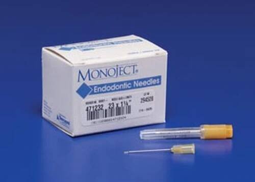 Monoject Endodontic Irrigation Needle 23G, 1 1/4" (31.7mm) Orange - 25/Box