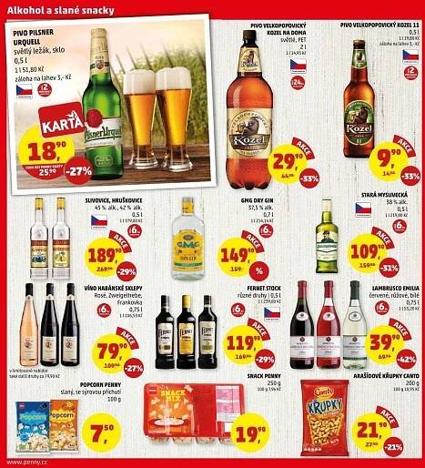 Pivo Pilsner Urquell v akci Penny Market od 19.2.2018