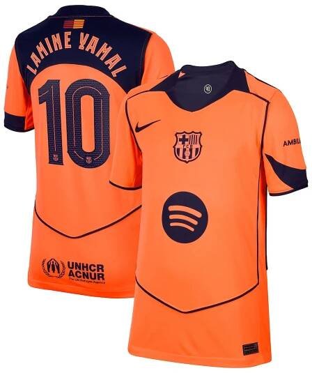 Lamine Yamal Barcelona Nike Youth 2025/26 Third Replica Player Jersey - Orange