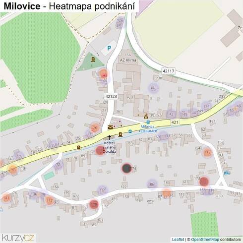 Mapa Milovice - Firmy v části obce.