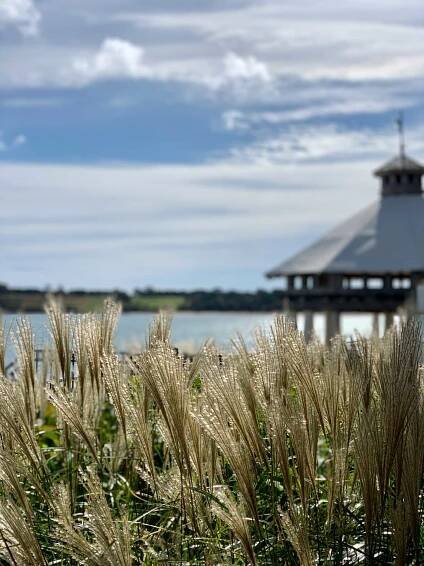 Gazebo in distance.