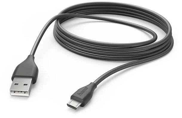 Hama kabel micro USB, 3 m, černá - zvětšit obrázek