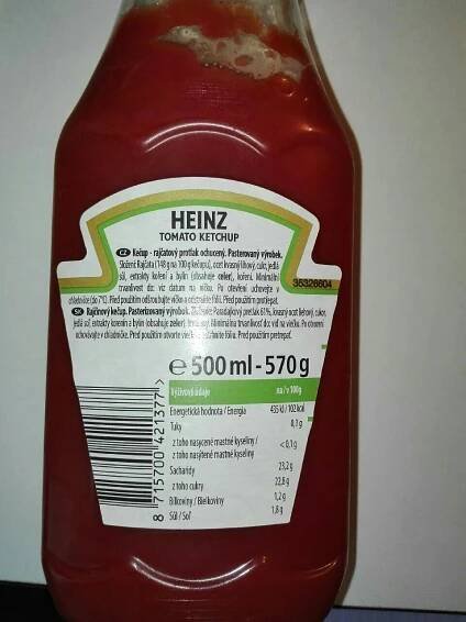 Podrobné informace o potravině Heinz Kečup