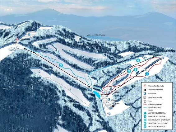 Sjezdovky, lanovka a vleky - Ski Park Gruň - rekreační středisko v Beskydech
