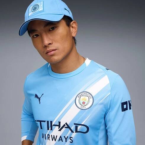 Manchester City 25/26 Long Sleeve Home Jersey Men, Team Light Blue-PUMA White, large