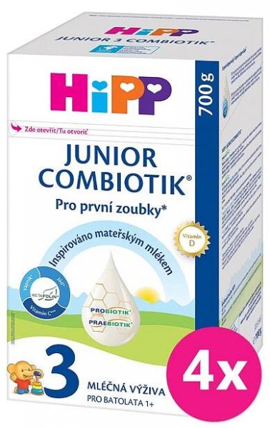 4x HiPP 3 Junior Combiotik® Batolecí mléko od uk. 1. roku, 700 g