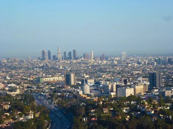 Downtown Los Angeles vom Mulholland Drive aus gesehen