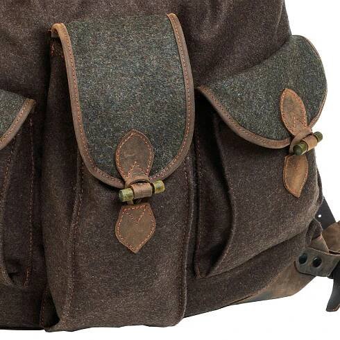 AKAH Loden-Rucksack braun/grün Detail