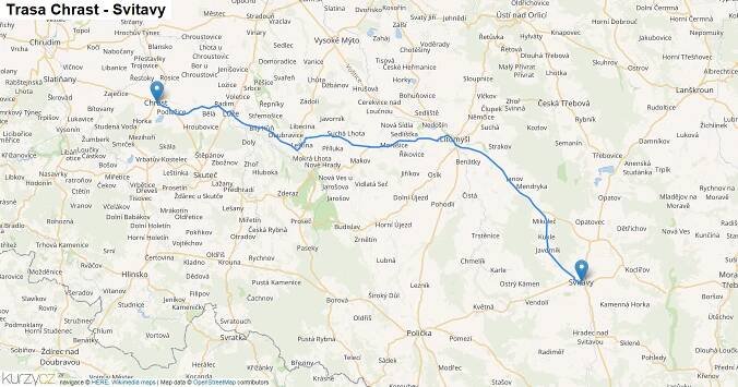 Chrast-Svitavy, mapa trasy