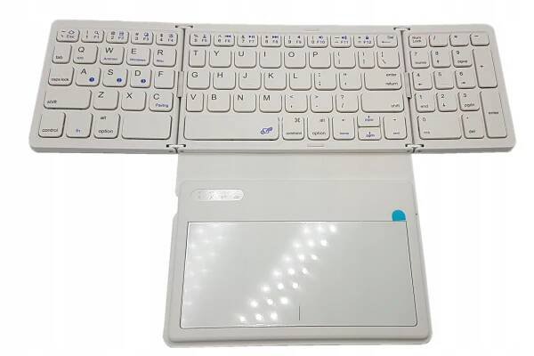 Bluetooth bezdrátová skládací klávesnice s TouchPad QWERTY BÍLÁ