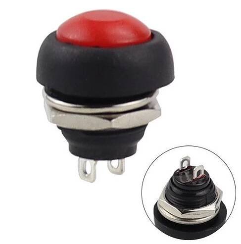 Kulatý tlačítkový spínač PBS-33B 12mm červený (250V/1.5A)