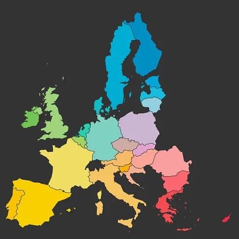 Barevná mapa Evropské unie, EU, členských států — Ilustrace