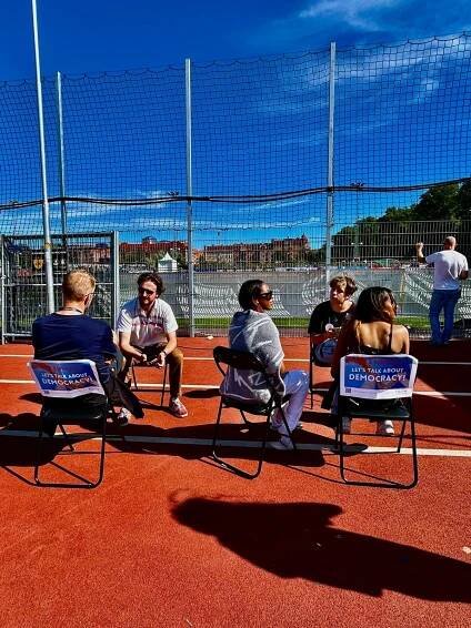 IYTT Youth Fellows running democracy talks with Gothia Cup attendees