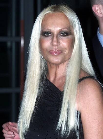 Donatella Versace at a party held by the Press Complaints Commission, which was attended by Prince Charles and Prince William in February 2001