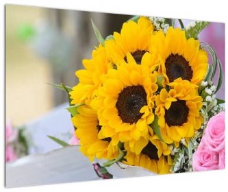 Obraz svatební kytice ze slunečnic