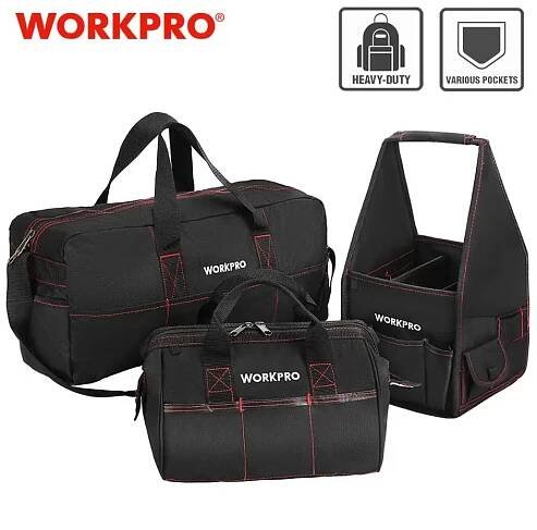 Trvanlivé brašny na nářadí WORKPRO Combo 2PC Kabelky 1PC Kabelka na rameno 8 "12" 19 "Vodotěsné elektrikářské tašky 600D Polyester 3PCS / Lot