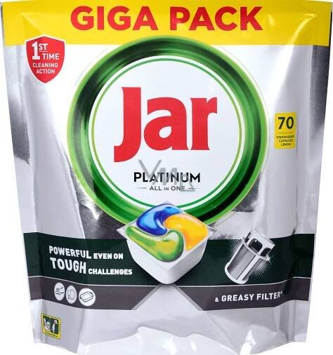 Jar Platinum All in One Lemon Dishwasher Capsules 70 Pieces