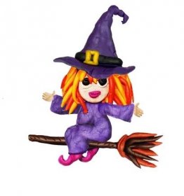 Malá čarodějnice halloween Plastelíny — Stock obrázek