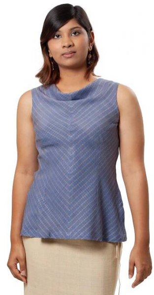 MINC Couture Azure Handwoven Ahimsa Silk Sleeveless Short Top