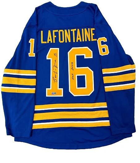 Pat LaFontaine Signed Buffalo Sabres Authentic Jersey with HOF 03 Signed Hockey Jersey TSE Buffalo 