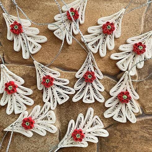 Set of 10 Quilling Christmas Tree Ornaments - Etsy