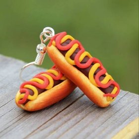 Hot dog, fimo náušnice