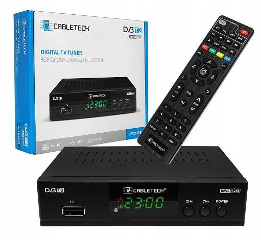 Tuner DVB-T2 dekodér Cabletech URZ0338A H.265 HEVC HDMI USB