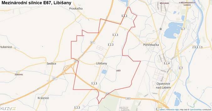 Libišany, Silnice E67 - Mapa | Kurzy.cz