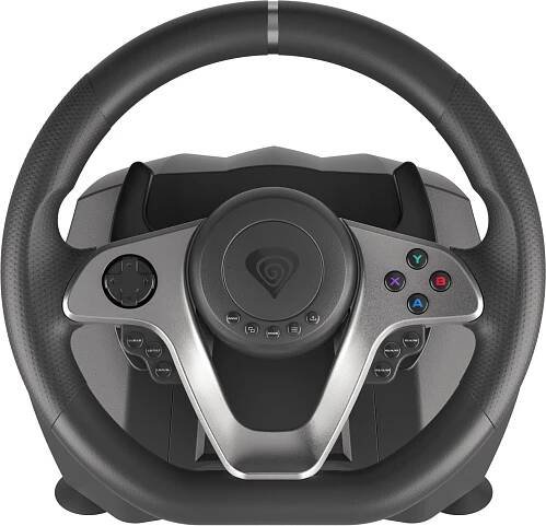 Obrázek produktu pro GENESIS Seaborg 400 Black Silver USB volant + pedály Nintendo Switch PC PlayStation 4 Playstation 3 Xbox 360 Xbox One Xbox One S Xbox One X