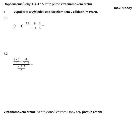 Přijímací test z matematiky na střední školy - ostrý 2019 - zadání úlohy 3