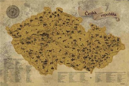 Giftio Stírací mapa Česká republika Deluxe XL, Zlatá