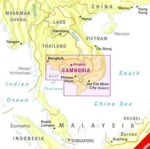 Kambodža (Cambodia) 1:1,5m + Angkor mapa Nelles | International Travel Maps CZ