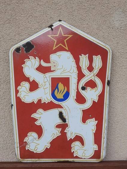 smaltovaná cedule státní znak ČSSR - Starožitnosti