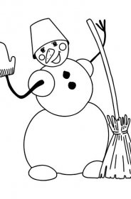 Omalovánka sněhulák s koštětem - Omalovánky pro děti