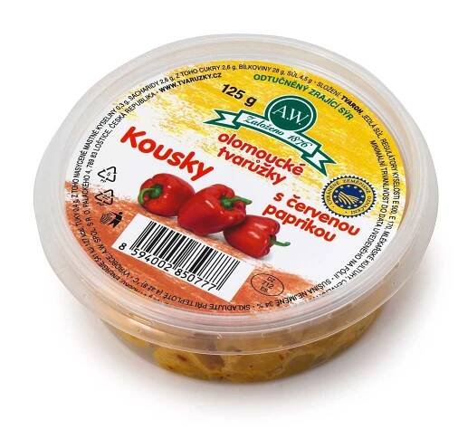 Olomoucké tvarůžky Kousky s červenou paprikou 125 g - Tvarůžky