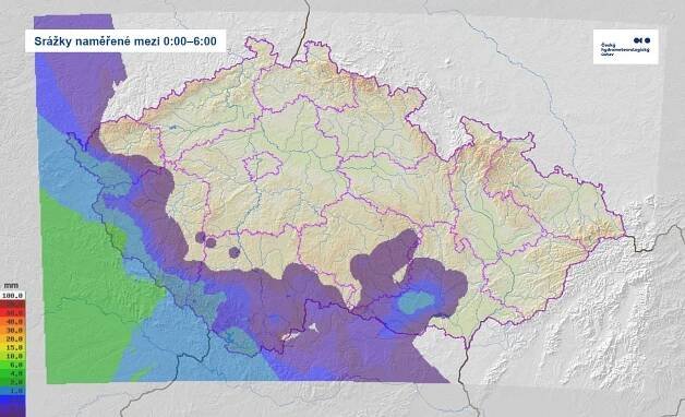 Srážky v ranních hodinách - Česko zasypal sníh (1/3)