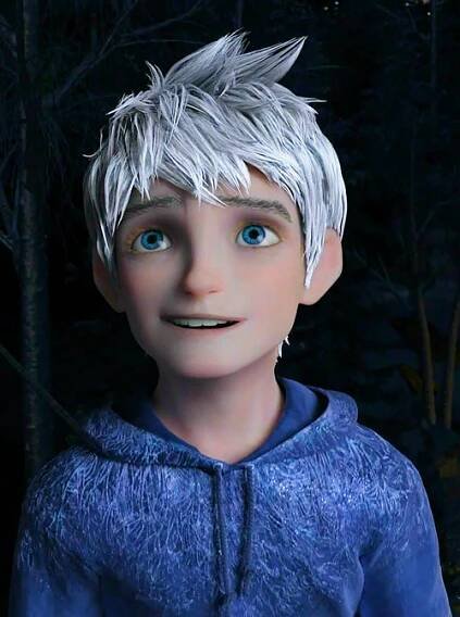 an animated character with white hair and blue eyes