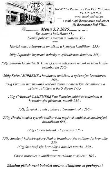 Menu_5.2.2025 - Hotel pod Věží
