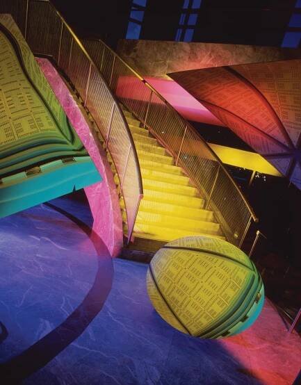 Barbara Kasten Architectural Site 7, July 14, 1986 60 x 56 Inches, Cibachrome. Location: World Financial Center, New York, NY. Architect: César Pelli. Courtesy of the Artist.