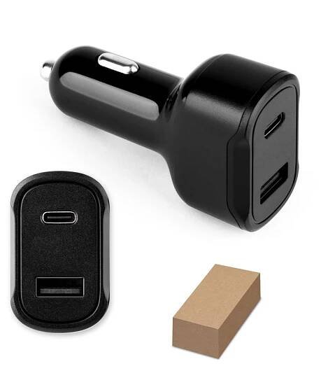 DIRAC. Adaptér do zapalovače cigaret s portem USB-A 18W a USB-C 20W ve 100% rABS