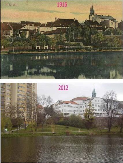 RETRO: Příbram včera a dnes. Co se za dobu mezi jednotlivými snímky změnilo?