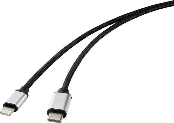Renkforce pro mobilní telefon kabel [1x USB-C® zástrčka - 1x dokovací zástrčka Apple Lightning] 2.00 m černá
