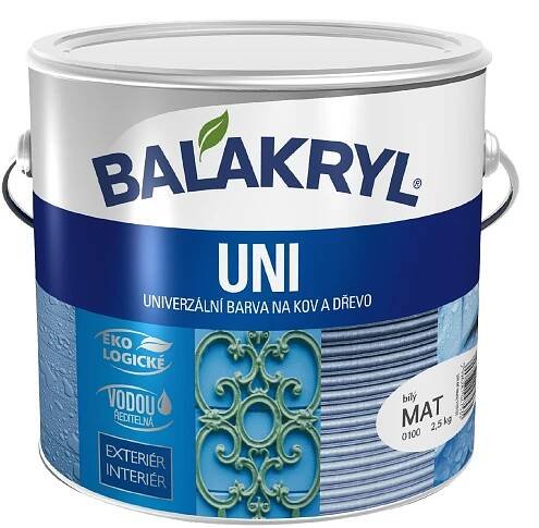 BALAKRYL UNI MAT vodou ředitelná rychleschnoucí univerzální barva na kov a dřevo modrá 0,7 kg